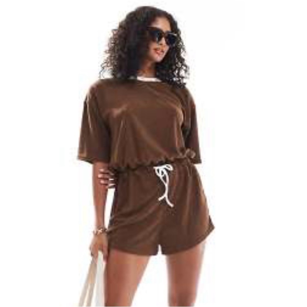 Brown Casual Romper